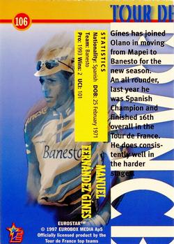 1997 Eurostar Tour de France #106 Manuel Fernandez Gines Back